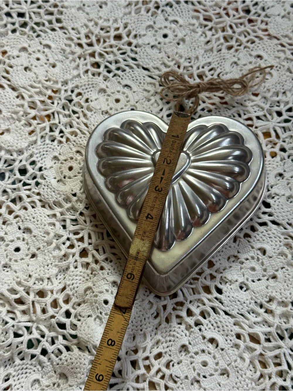 Vintage Silver Heart-Shaped Decorative Tin